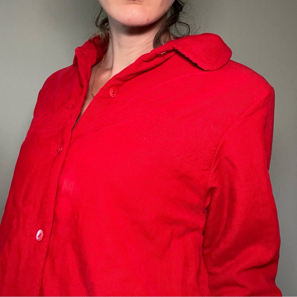 Kenzo Jungle Red Chord Jacket Peter Pan Collar - Picture 15 of 16
